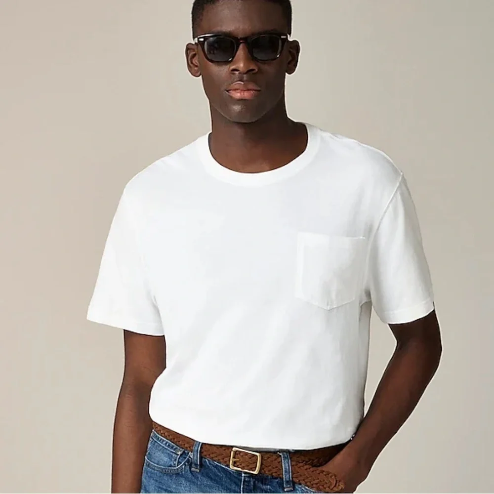 J crew white Vintage-wash cotton pocket T-shirt